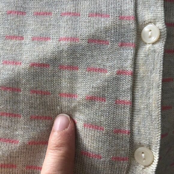 Halogen Womens Size XL Cardigan Sweater Button Down Striped Pink‎ Beige Tan - Picture 8 of 10